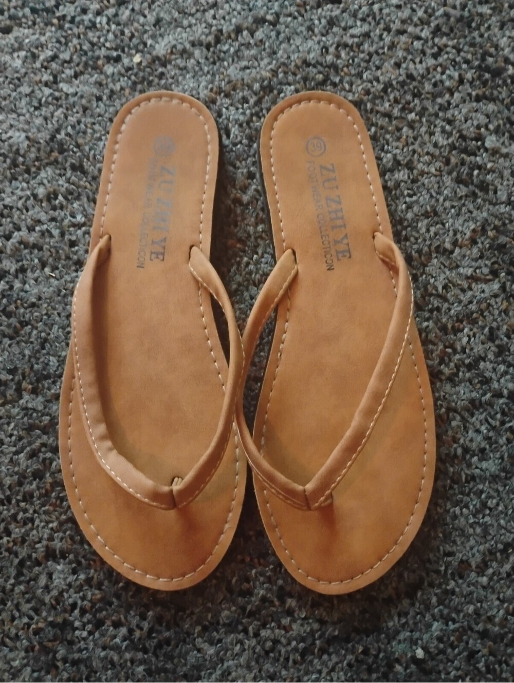 ZUZHIYE Women's Tan Flip Flop Sandals Size 39